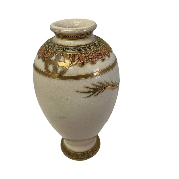 Vintage Kyo Satsuma Export Vase Kusube Mark Early 20th Century Kyoto Porcelain - Picture 7 of 11